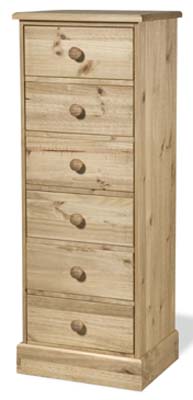 pine Chest of Drawers 6 Drawer Narrow Cotswold