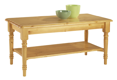pine COFFEE TABLE WITH SHELF CORNDELL HARVEST