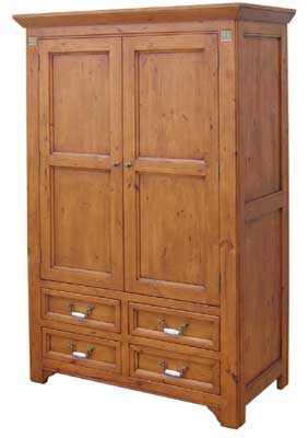 pine double Wardrobe with 4 drawers Dorset