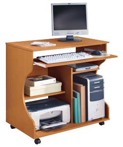 PINE Effect Curved Computer Desk Trolley