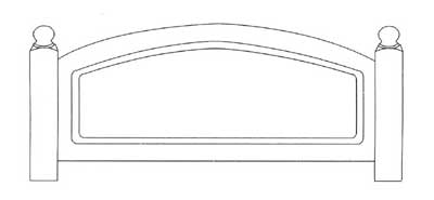 HEADBOARD 4FT 6IN ARCHED DOUBLE PANEL ONE
