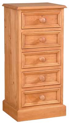 pine Narrow Chest of Drawers 5 drawer Harrogate