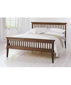 Pine Shaker Double Bed with Comfort Mattress - Chocolate
