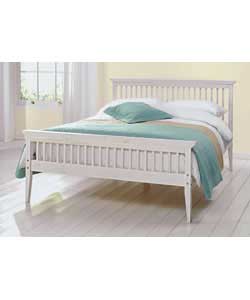 Pine Shaker Double Bed with Deluxe Mattress - White