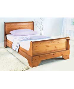 Pine Single Sleigh Bedstead - Comfort Sprung Mattress