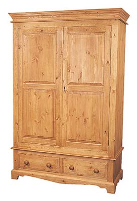 pine WARDROBE ROMNEY DOUBLE WITH DRAWERS
