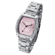 Pink Face Silver Bracelet Watch