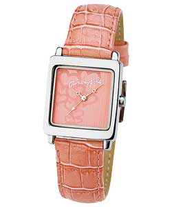 Square Dance Pink Strap Watch