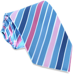 pink Blue D/Stripe Silk Tie