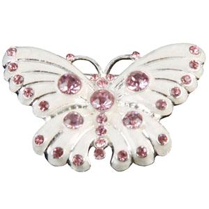 PINK Diamante Butterfly Brooch