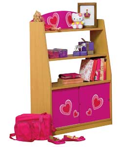 Pink Hearts Tidy Chest with Sliding Doors