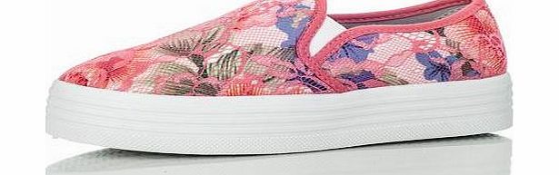 PINK Lace Floral Skate Trainers
