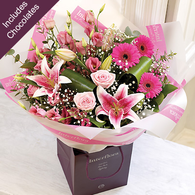 Pink Radiance Hand-tied with Chocolates