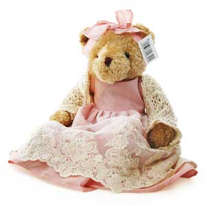 PINK Victorian Style Christening Teddy Bear