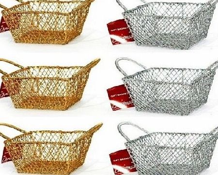 PinkWebShop Gold/Silver Glitter Display/Gift/Pot Pourri Basket 4.75 Inch 12cm Set Of 6 Mixed