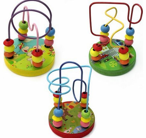 Pinzhi(TM) Hot 1PC Baby Wooden Mini Around The Beads Wire Maze Multi Color Educational Toy