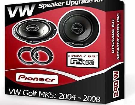 Pioneer VW Golf Mk5 Front Door Speakers Pioneer car speakers   adapter rings pods 240W