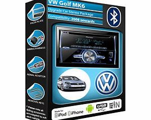 VW Golf MK6 car stereo CD player Pioneer FH-X700BT Bluetooth Handsfree kit plays USB / AUX iPod / iPhone / Android