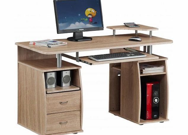 Piranha Trading Piranha PC 5n Large Computer Desk with 2 Drawers and 4 Shelves for the Home Office