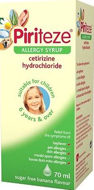 Piriteze, 2041[^]10060076 Allergy Syrup Sugar Free Banana Flavour