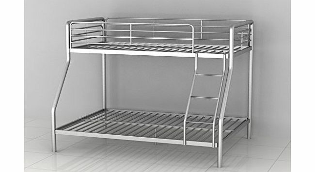 PKL Leisure Bunk Bed Triple Metal Frame Childrens 3ft Single 4ft6 Double in Silver