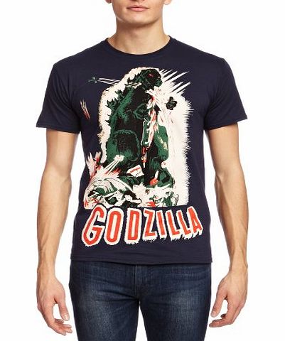 Plastic Head Godzilla Classic Vintage Poster Mens T-Shirt Blue Large