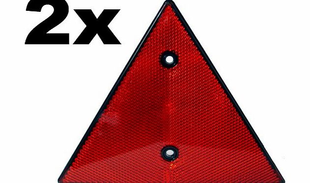 Plastic Reflectors 2x Red Triangular Reflectors - High Quality and E-Approved, Suitable for Road Use - FREE FIRST CLASS UK POSTAGE!