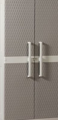 Plastmeccanica S.P.A. TOOMAX 170 x 68 x 42cm Rattan Line Medium Storage Unit with 2 Doors/ 4 Adjustable Shelves - Grey/ Warm Grey