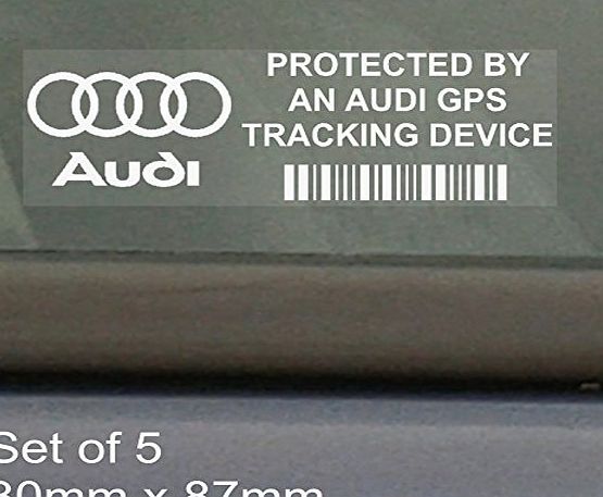 Platinum Place 5 x AUDI GPS Tracking Device Security WINDOW Stickers 87x30mm-R8,A4,TT,A8,A3,A5,S5,RS 4,RS 6,S4,A6,Car,Van Alarm Tracker