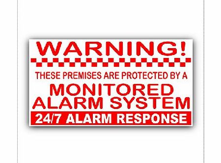 Platinum Place 5 x SMALL 50mm x 87mm-Monitored Alarm System Stickers-Red on White External Application-24hr Security Warning Signs for Home, House, Flat, Business, Property-Self Adhesive Vinyl Signs