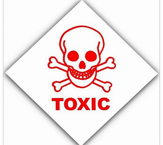 Platinum Place 6 x Toxic - Red on White External Self Adhesive Warning Stickers-Bottle Logo-Health and Safety Sign