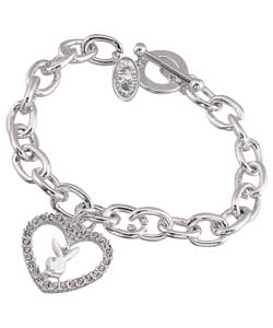 Platinum Plated Bunny Heart Charm Bracelet