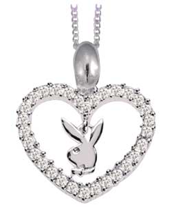 playboy Platinum Plated Bunny Heart Pendant