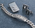 PLAYBOY silver gunmetal id bracelet
