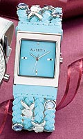 Womens Blue Strap Sunray Dial Charm Watch