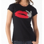 Playboy Womens Lips T-Shirt Black
