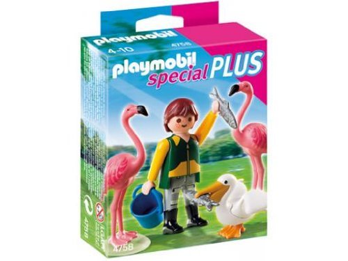 4758 Figure Set - Zookeeper with Pink Flamingoes and Pelican