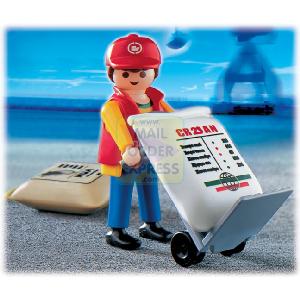 Playmobil Cargo Harbour Dock Worker and Hand Cart