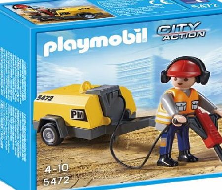 Playmobil City Action 5472 Construction Worker with Jack Hammer