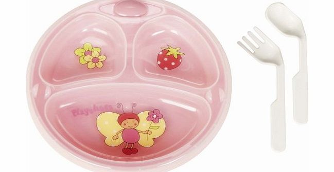 Food Warmer Stay Warm Plate Bowl and Cutlery Set with Suction Base for Babies (Pink)