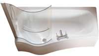 Plumbworld 1500mm Luxury Shower Bath Left Hand with Curved Screen and Front Panel