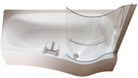 1500mm Luxury Shower Bath Right Hand with Curved Screen and Front Panel