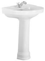 Plumbworld Halcyon 640mm Washbasin with Pedestal 1 Taphole
