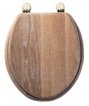 Plumbworld Jupiter Limed Oak Solid Wooden Toilet Seat with Chrome Hinges