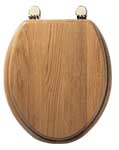 Plumbworld Jupiter Natural Oak Solid Wooden Toilet Seat with Chrome Hinges