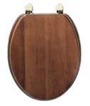 Traditional Honey Oak Solid Wooden Toilet Seat with Chrome Hinges