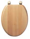 Plumbworld Traditional Maple Oak Solid Wooden Toilet Seat with Chrome Hinges