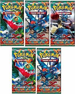 Pokemon X&Y Collectible Trading Card Game Pokemon XY Furious Fists (XY3) Lot Of 5 Booster Packs