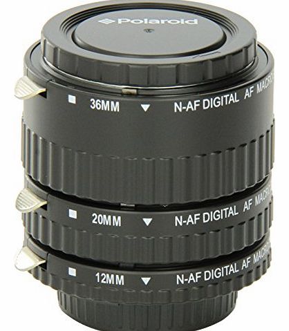 Polaroid Auto Focus DG Macro Extension Tube Set (12mm 20mm 36mm) For Nikon Digital SLR Cameras