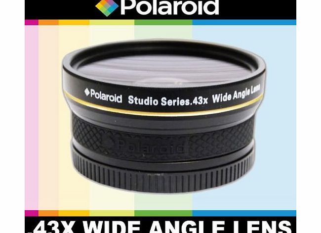 Polaroid Studio Series .43x High Definition Wide Angle Lens With Macro Attachment, Includes Lens Pouch and Cap Covers For The Olympus Evolt E-30, E-300, E-330, E-410, E-420, E-450, E-500, E-510, E-520